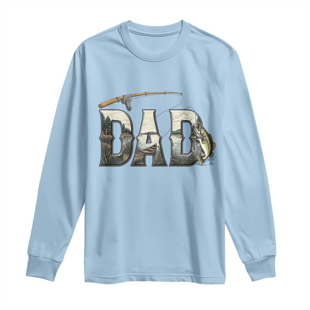 Fishing Dad Long Sleeve Shirt Funny Angler Fathers Day Gift TS12 Light Blue Print Your Wear
