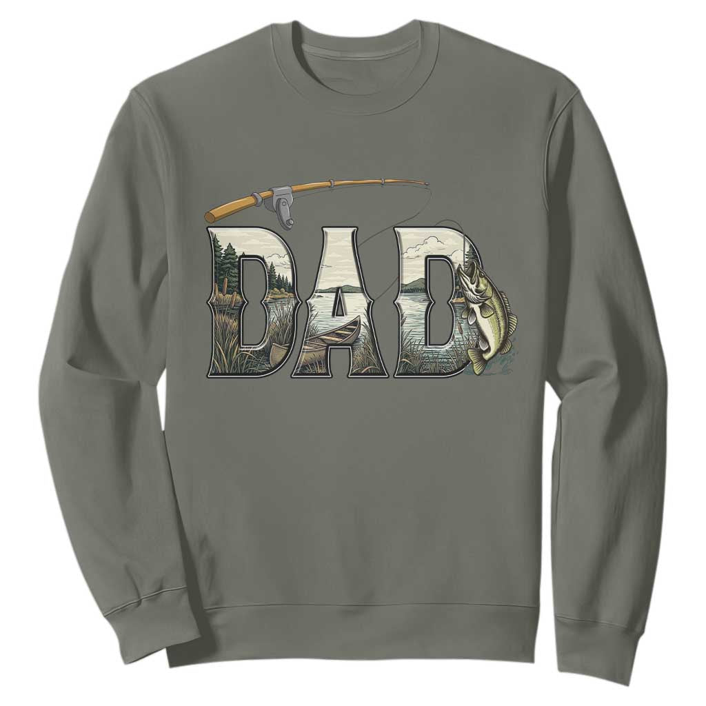 Fishing Dad Sweatshirt Funny Angler Fathers Day Gift TS12 Military Green Print Your Wear