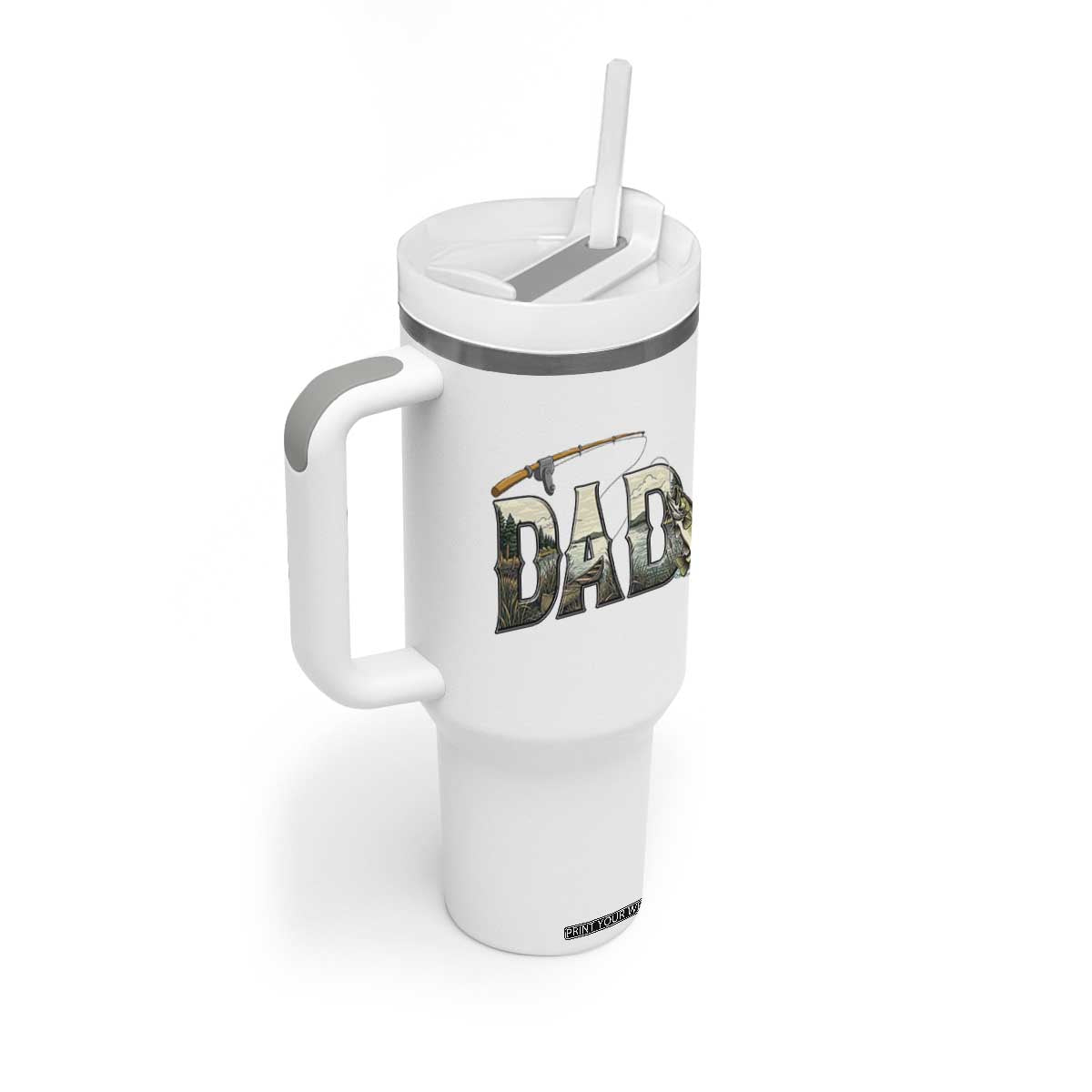 Fishing Dad Tumbler With Handle Funny Angler Fathers Day Gift TS12 Print Your Wear