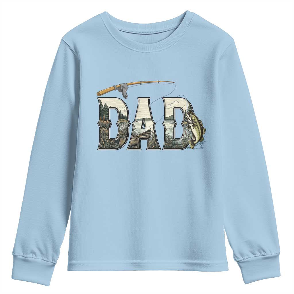 Fishing Dad Youth Sweatshirt Funny Angler Fathers Day Gift TS12 Light Blue Print Your Wear