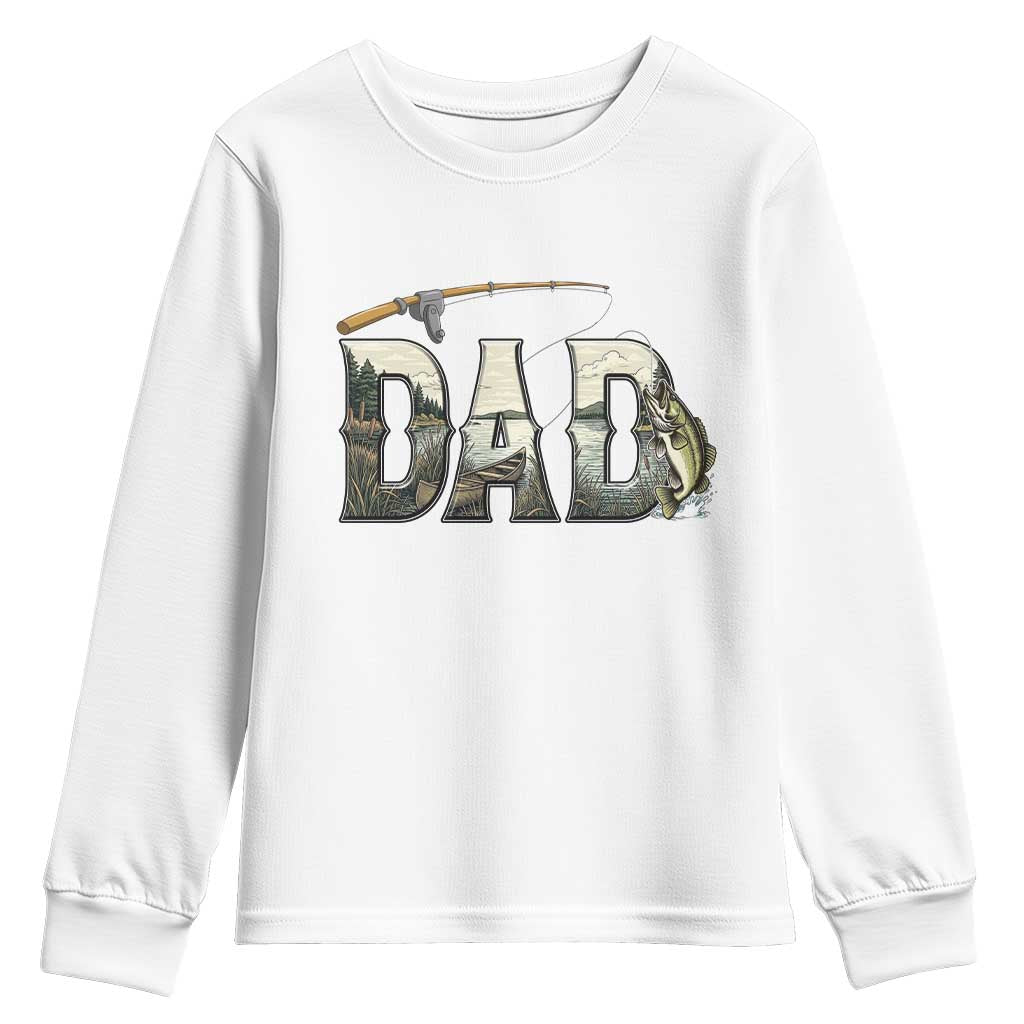 Fishing Dad Youth Sweatshirt Funny Angler Fathers Day Gift TS12 White Print Your Wear