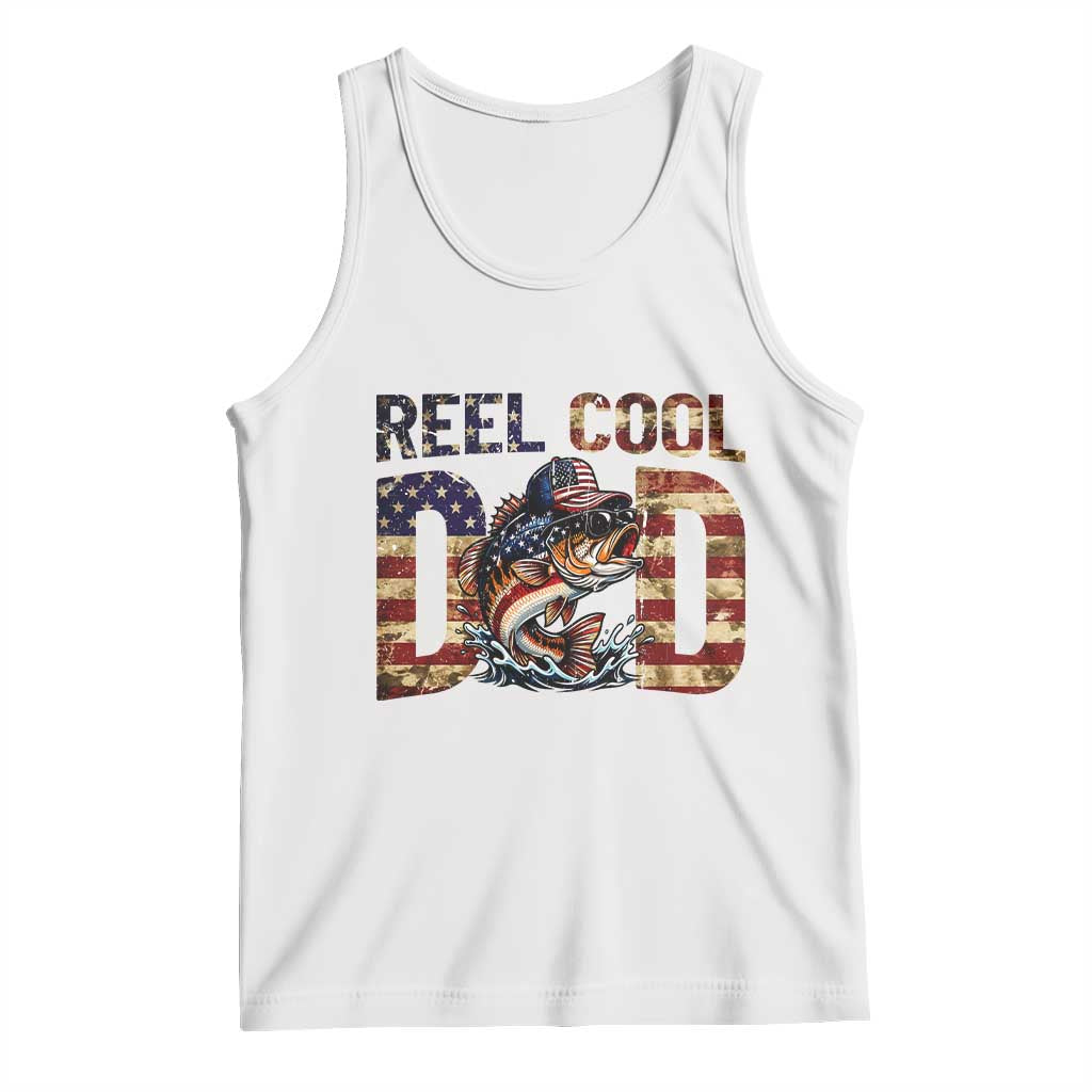 Patriotic Reel Cool Dad Tank Top American Flag Fishing Fathers Day Gift TS12 White Print Your Wear