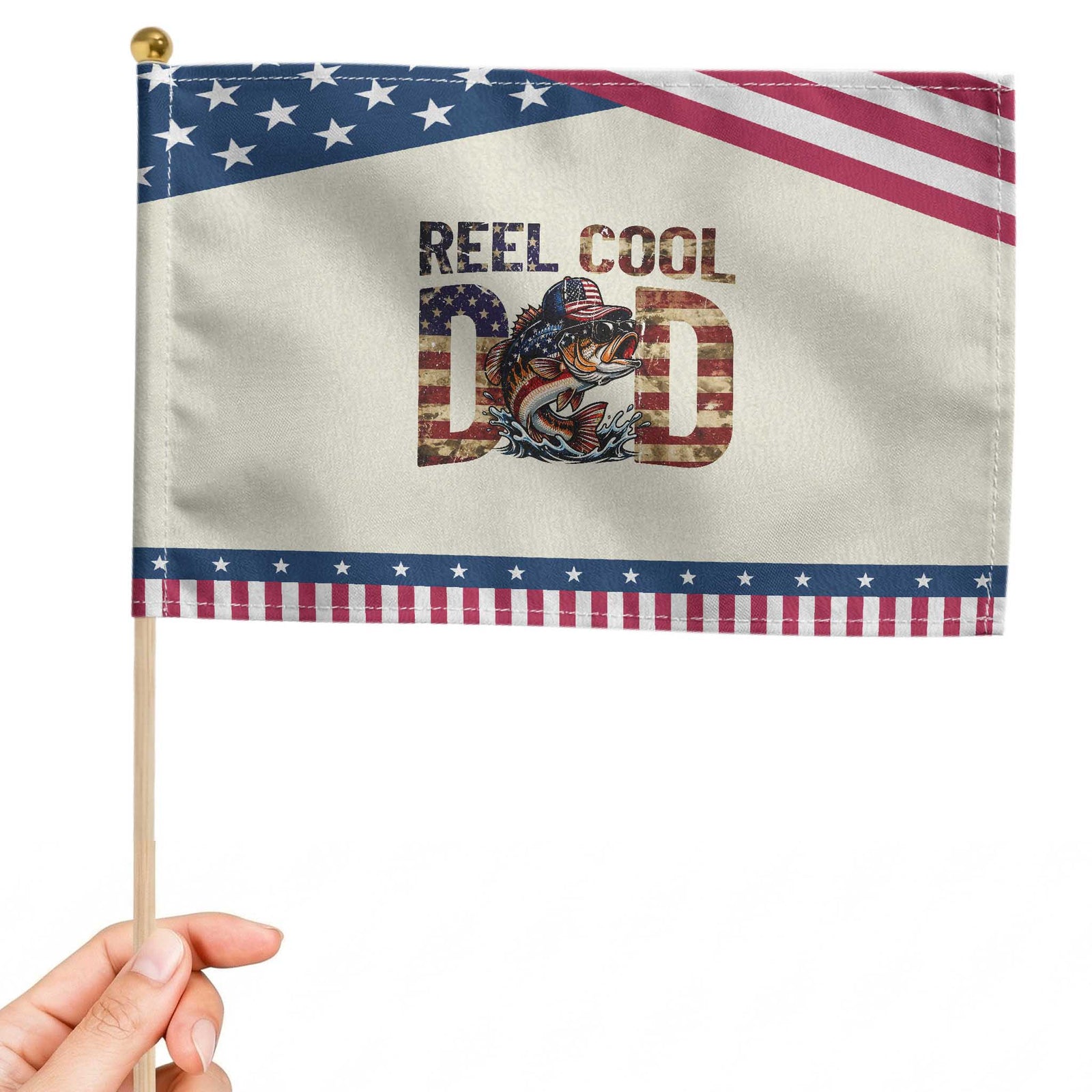 Reel Cool Dad Patriotic Handheld Flag American Flag Fishing Fathers Day Gift TS12 Modern 8.2