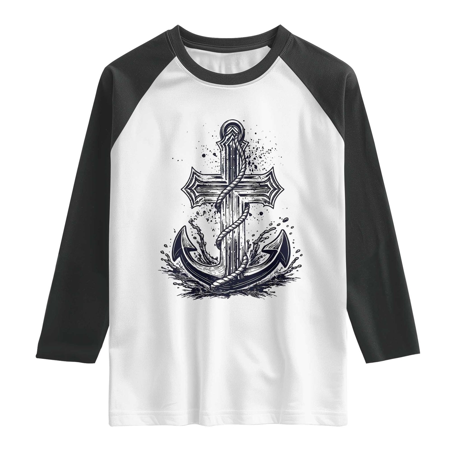 Faith Family Fishing Jesus Cross Anchor Raglan Shirt Funny Christian Fisherman TS12 White Black Print Your Wear