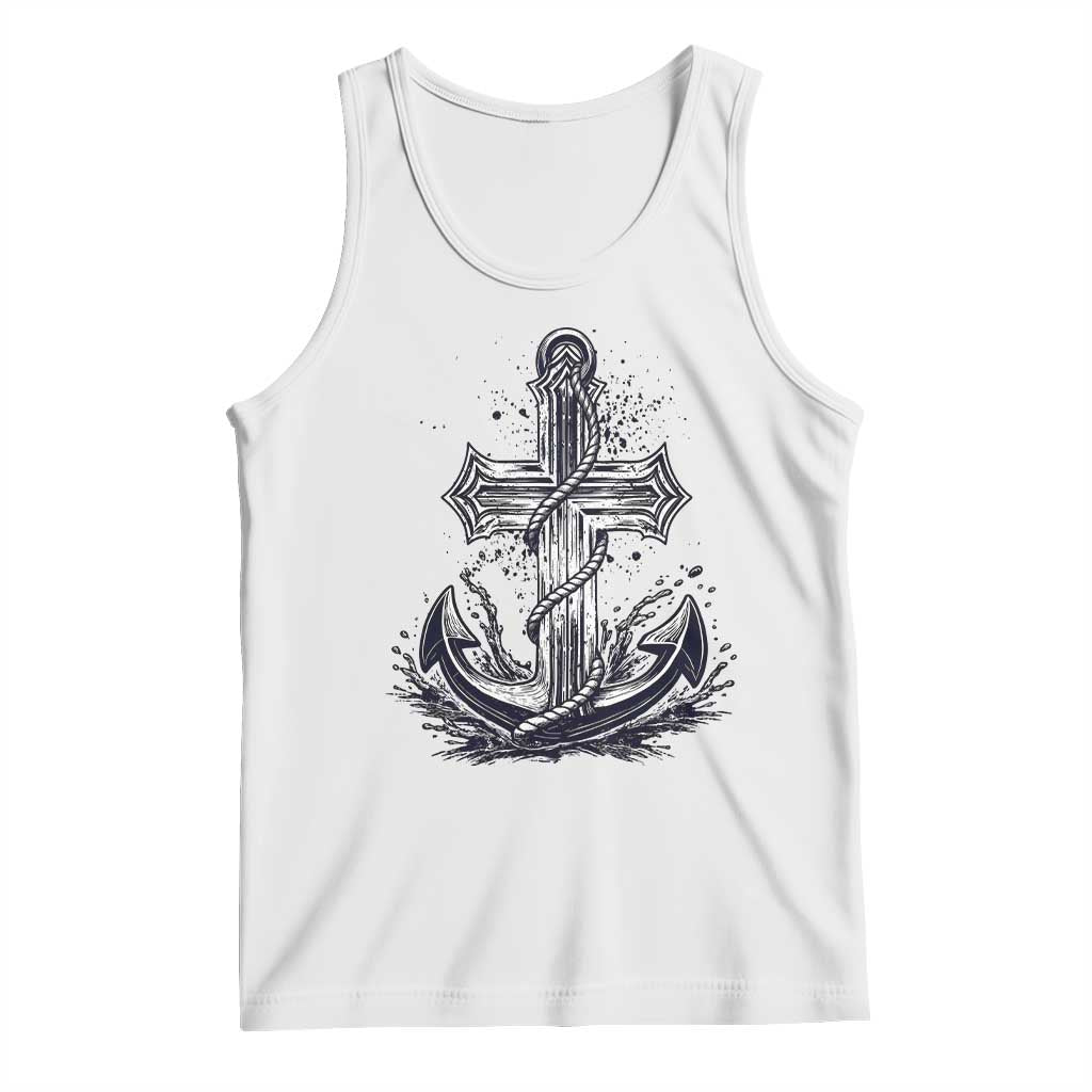 Faith Family Fishing Jesus Cross Anchor Tank Top Funny Christian Fisherman TS12 White Print Your Wear