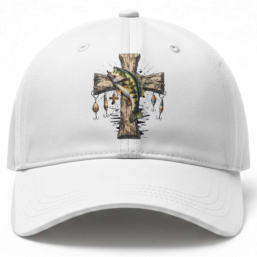 Camo Jesus Cross Fishing Baseball Cap Faith Family Fishing Fathers Day TS12 Print Your Wear