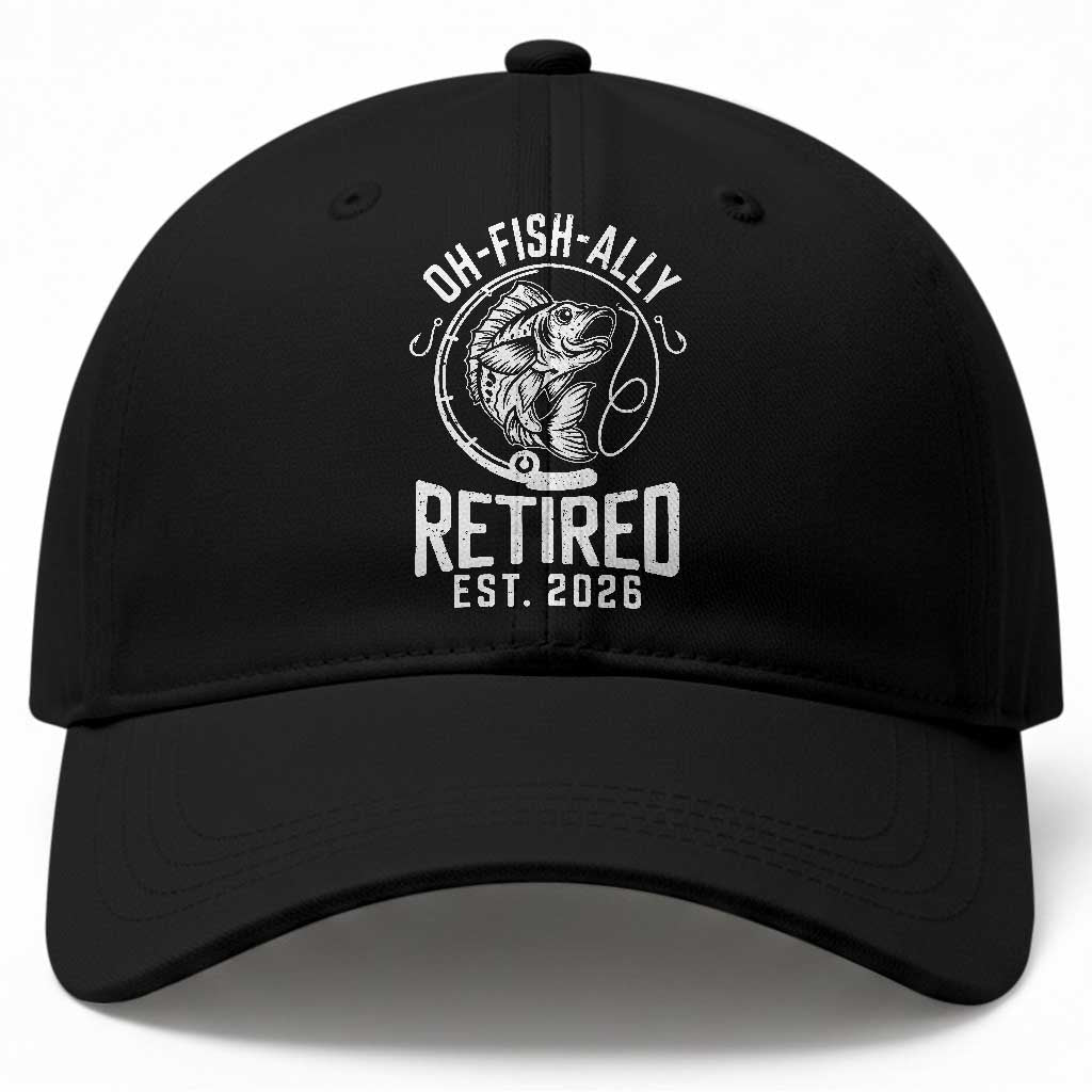 Officially Retired Est 2026 Fishing Baseball Cap Funny Fishing Retirement Gift TS12 Print Your Wear