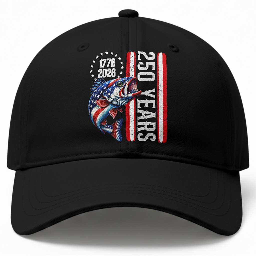 Vintage USA 250th Anniversary Bass Fishing Patriotic Gift Baseball Cap TS12 Print Your Wear