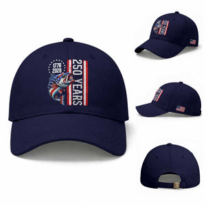Vintage USA 250th Anniversary Bass Fishing Patriotic Gift Baseball Cap TS12 Baseball Cap Universal Fit Dark Blue Print Your Wear