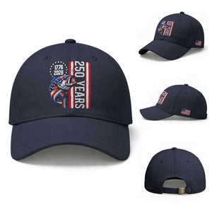 Vintage USA 250th Anniversary Bass Fishing Patriotic Gift Baseball Cap TS12 Baseball Cap Universal Fit Navy Print Your Wear