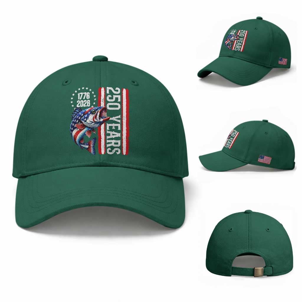 Vintage USA 250th Anniversary Bass Fishing Patriotic Gift Baseball Cap TS12 Baseball Cap Universal Fit Irish Green Print Your Wear