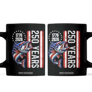 Vintage USA 250th Anniversary Bass Fishing Patriotic Gift Coffee Mug TS12 Black Print Your Wear