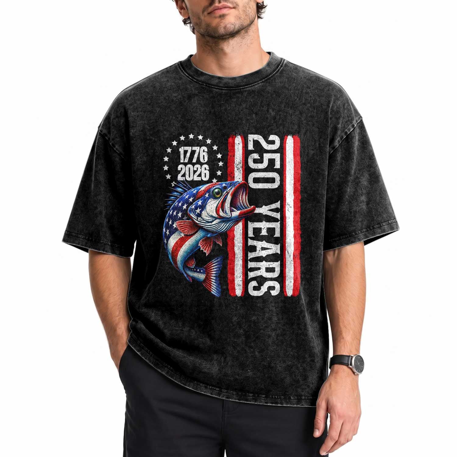 Vintage USA 250th Anniversary Crawfish Patriotic Gift Washed Cotton T-Shirt