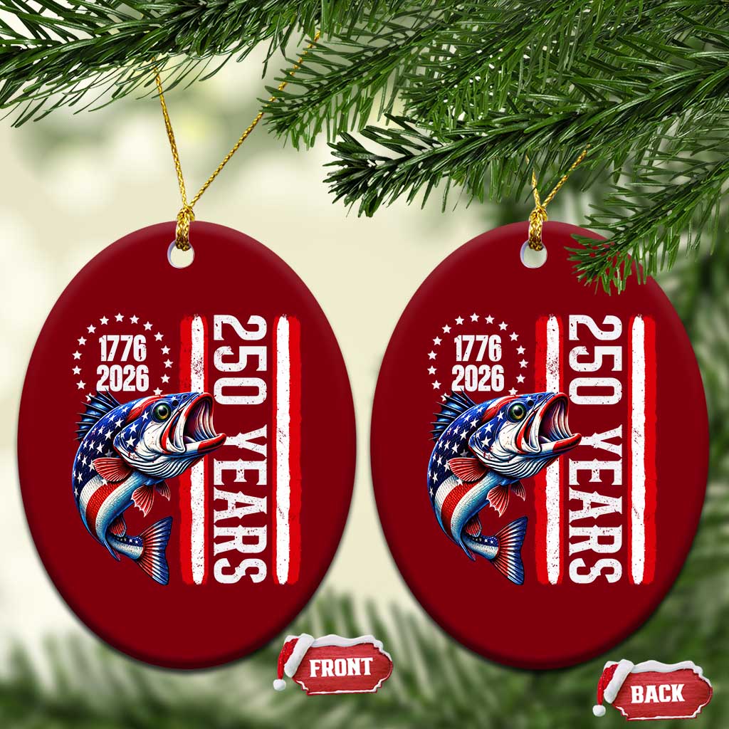 Vintage USA 250th Anniversary Bass Fishing Patriotic Gift Ceramic Ornament TS12 Print Your Wear