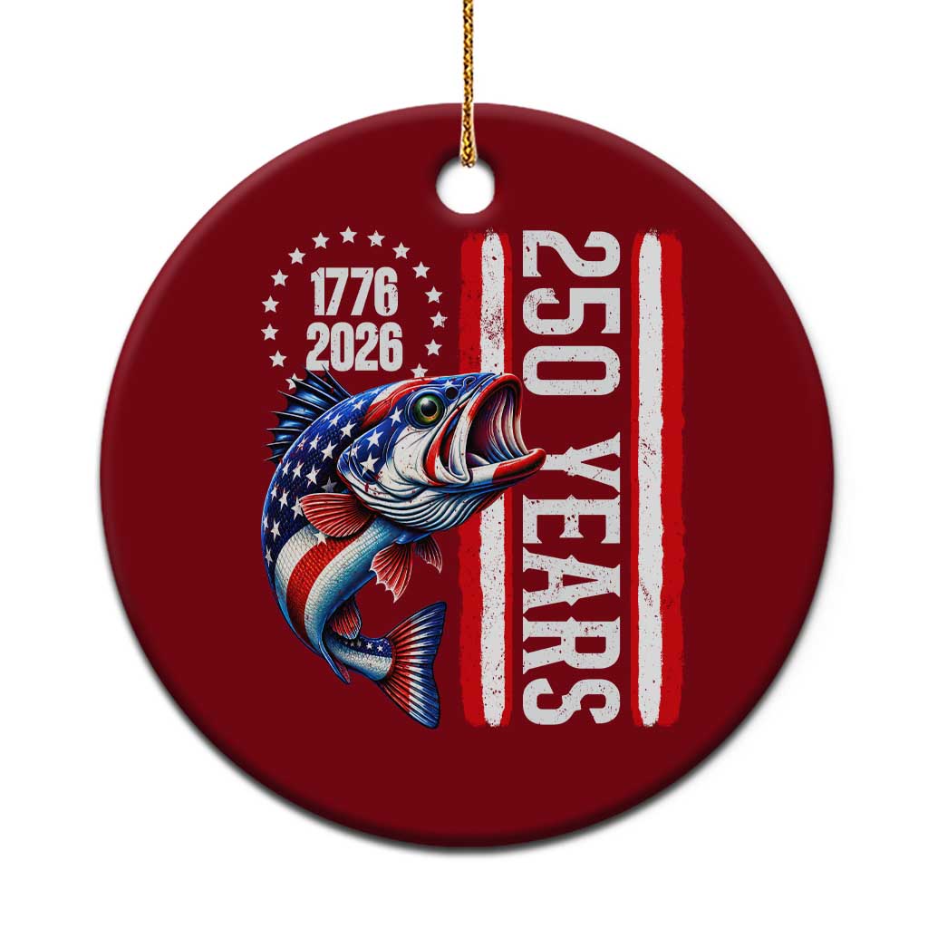 Vintage USA 250th Anniversary Bass Fishing Patriotic Gift Ceramic Ornament TS12 1pc Red Print Your Wear