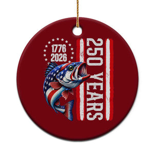 Vintage USA 250th Anniversary Bass Fishing Patriotic Gift Ceramic Ornament TS12 1pc Red Print Your Wear