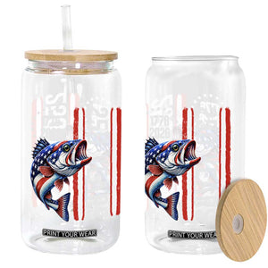 Vintage USA 250th Anniversary Bass Fishing Patriotic Gift Glass Can TS12 Print Your Wear
