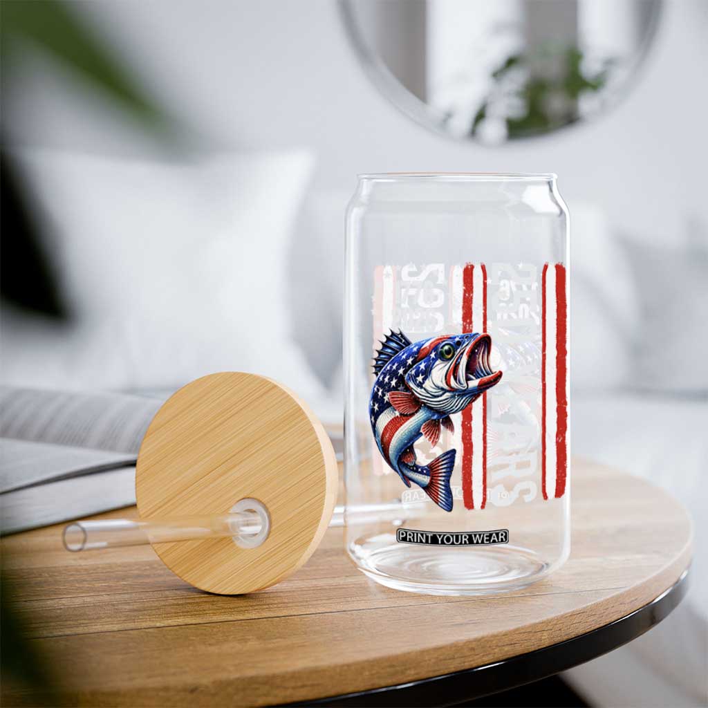 Vintage USA 250th Anniversary Bass Fishing Patriotic Gift Glass Can TS12 Print Your Wear