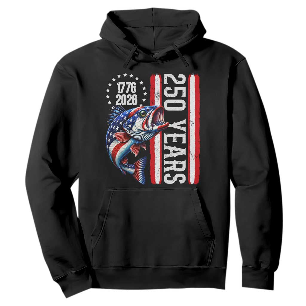 Vintage USA 250th Anniversary Bass Fishing Patriotic Gift Hoodie TS12 Black Print Your Wear
