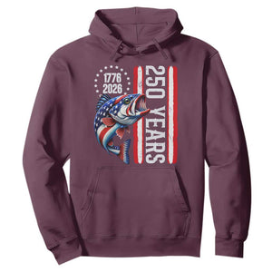 Vintage USA 250th Anniversary Bass Fishing Patriotic Gift Hoodie TS12 Maroon Print Your Wear