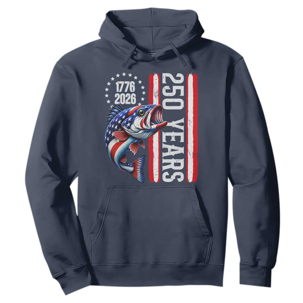 Vintage USA 250th Anniversary Bass Fishing Patriotic Gift Hoodie TS12 Navy Print Your Wear