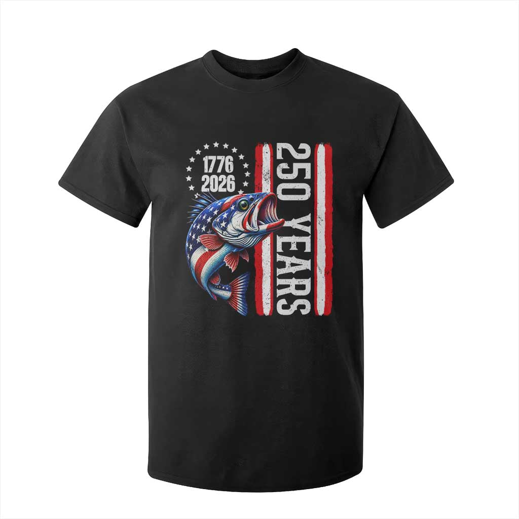 Vintage USA 250th Anniversary Bass Fishing Patriotic Gift T Shirt For Kid TS12 Black Print Your Wear