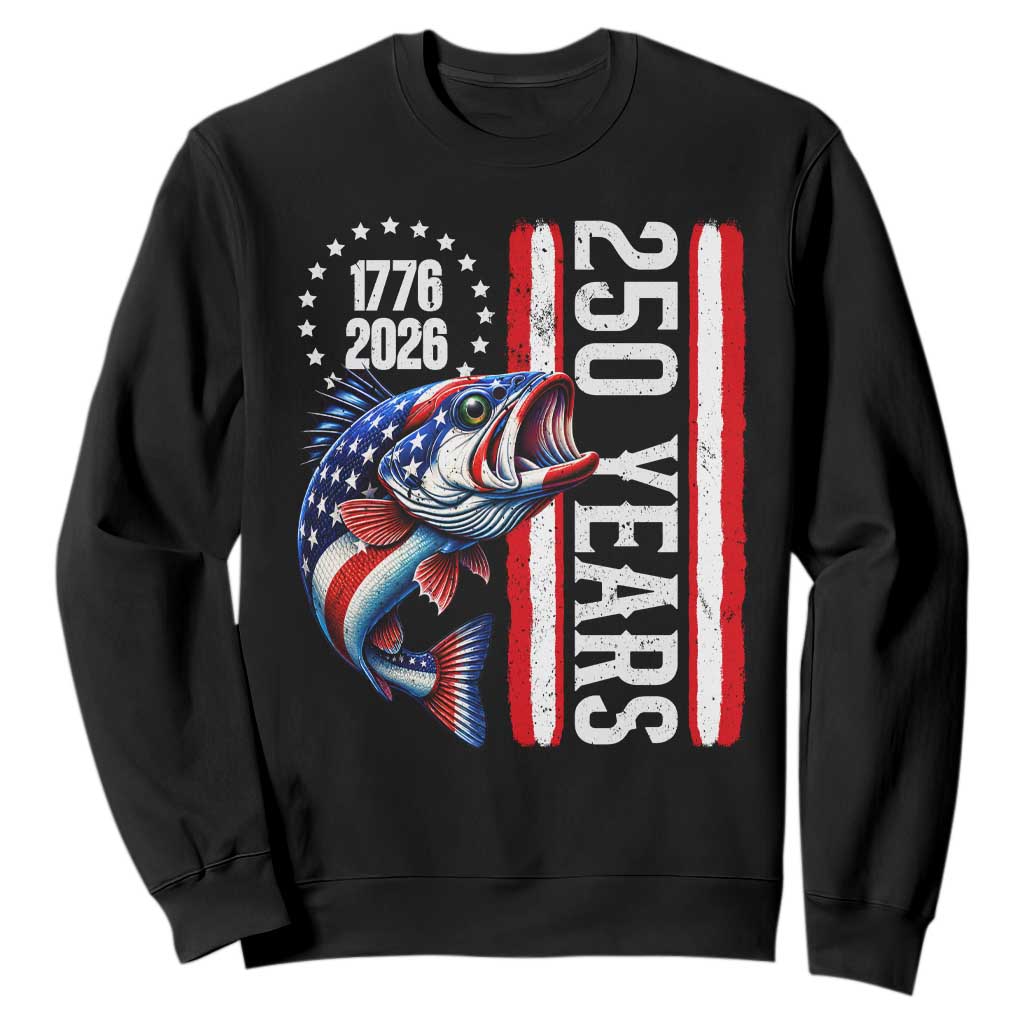 Vintage USA 250th Anniversary Bass Fishing Patriotic Gift Sweatshirt TS12 Black Print Your Wear