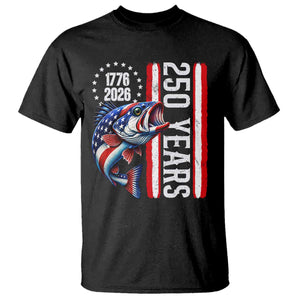 Vintage USA 250th Anniversary Bass Fishing Patriotic Gift T Shirt TS12 Black Print Your Wear