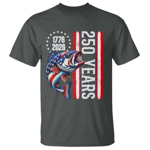 Vintage USA 250th Anniversary Bass Fishing Patriotic Gift T Shirt TS12 Dark Heather Print Your Wear