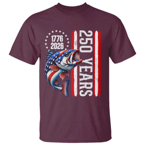 Vintage USA 250th Anniversary Bass Fishing Patriotic Gift T Shirt TS12 Maroon Print Your Wear