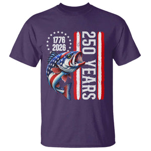 Vintage USA 250th Anniversary Bass Fishing Patriotic Gift T Shirt TS12 Purple Print Your Wear