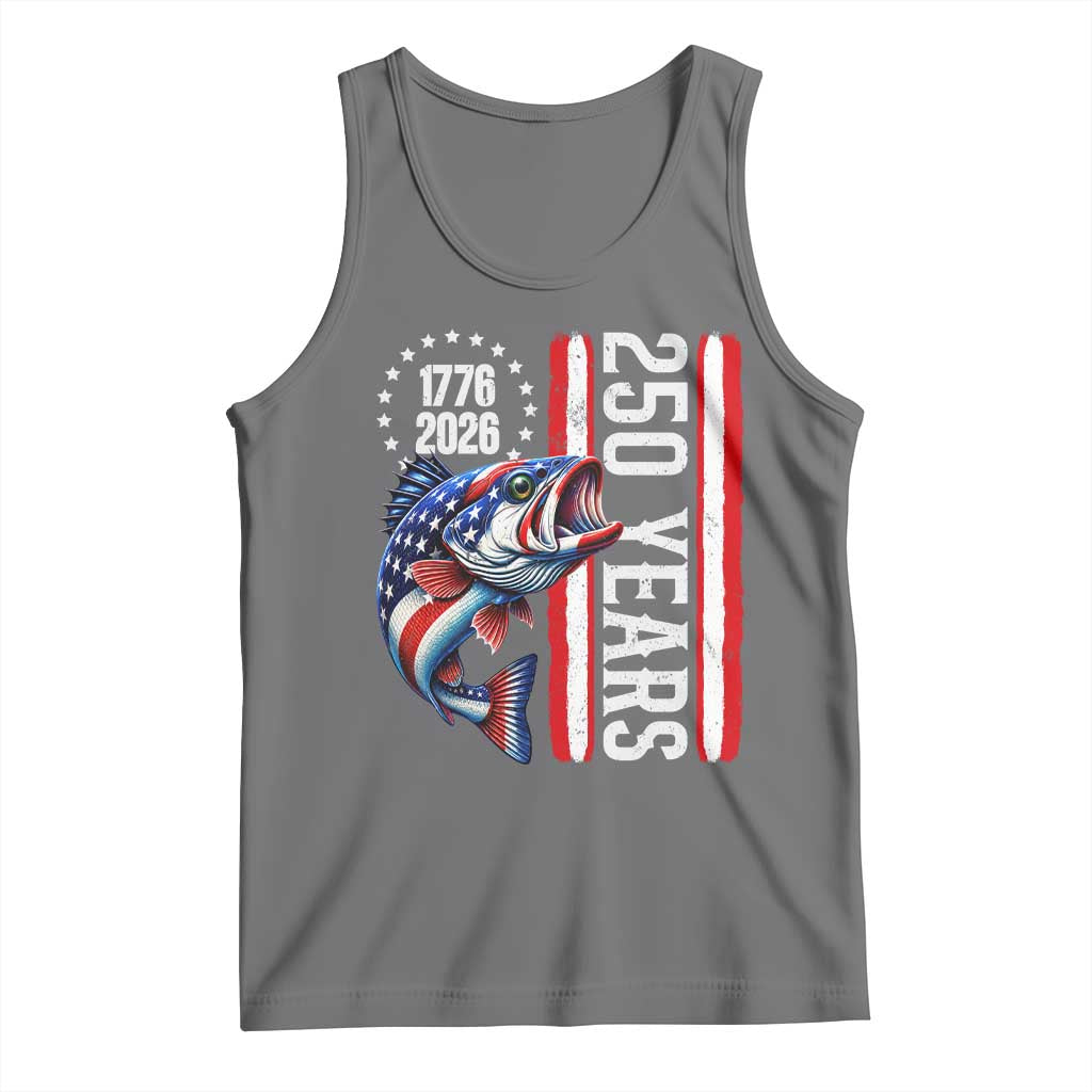 Vintage USA 250th Anniversary Bass Fishing Patriotic Gift Tank Top TS12 Black Heather Print Your Wear