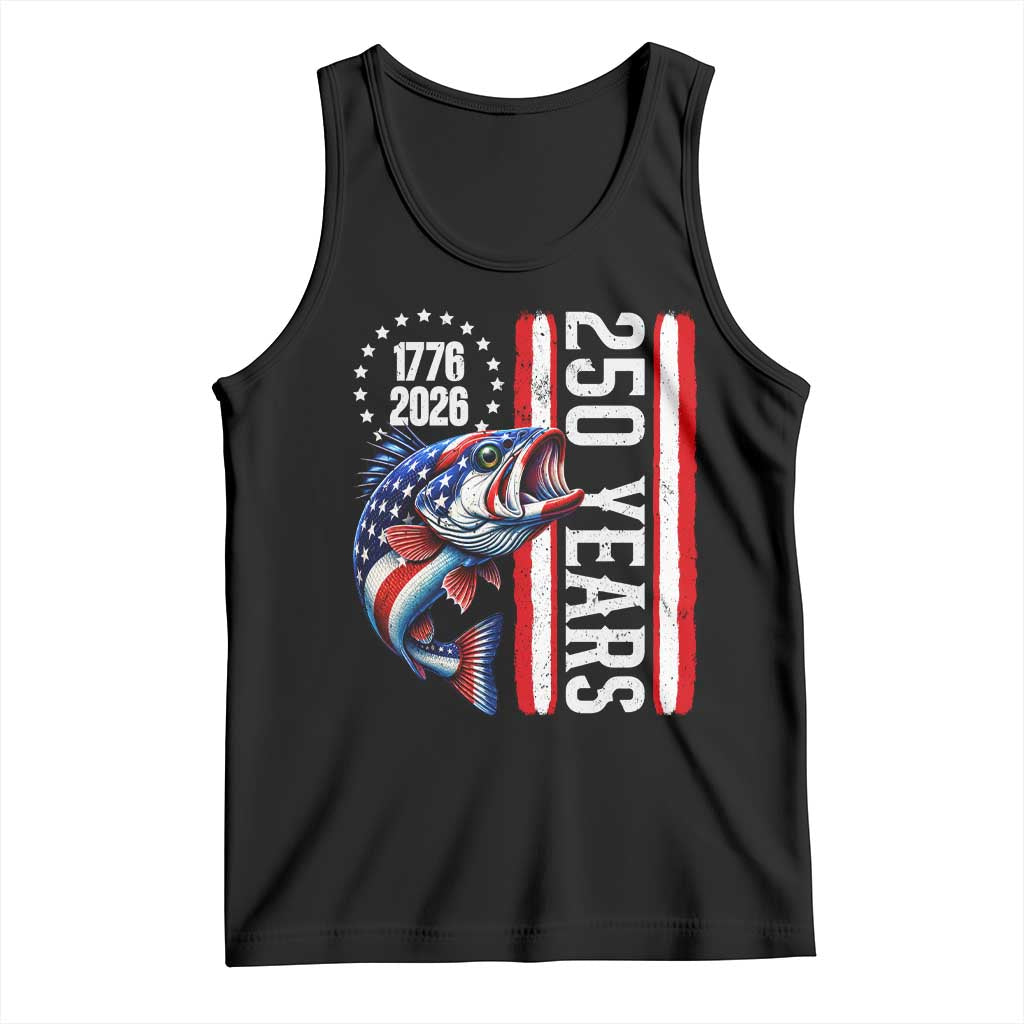 Vintage USA 250th Anniversary Bass Fishing Patriotic Gift Tank Top TS12 Black Print Your Wear