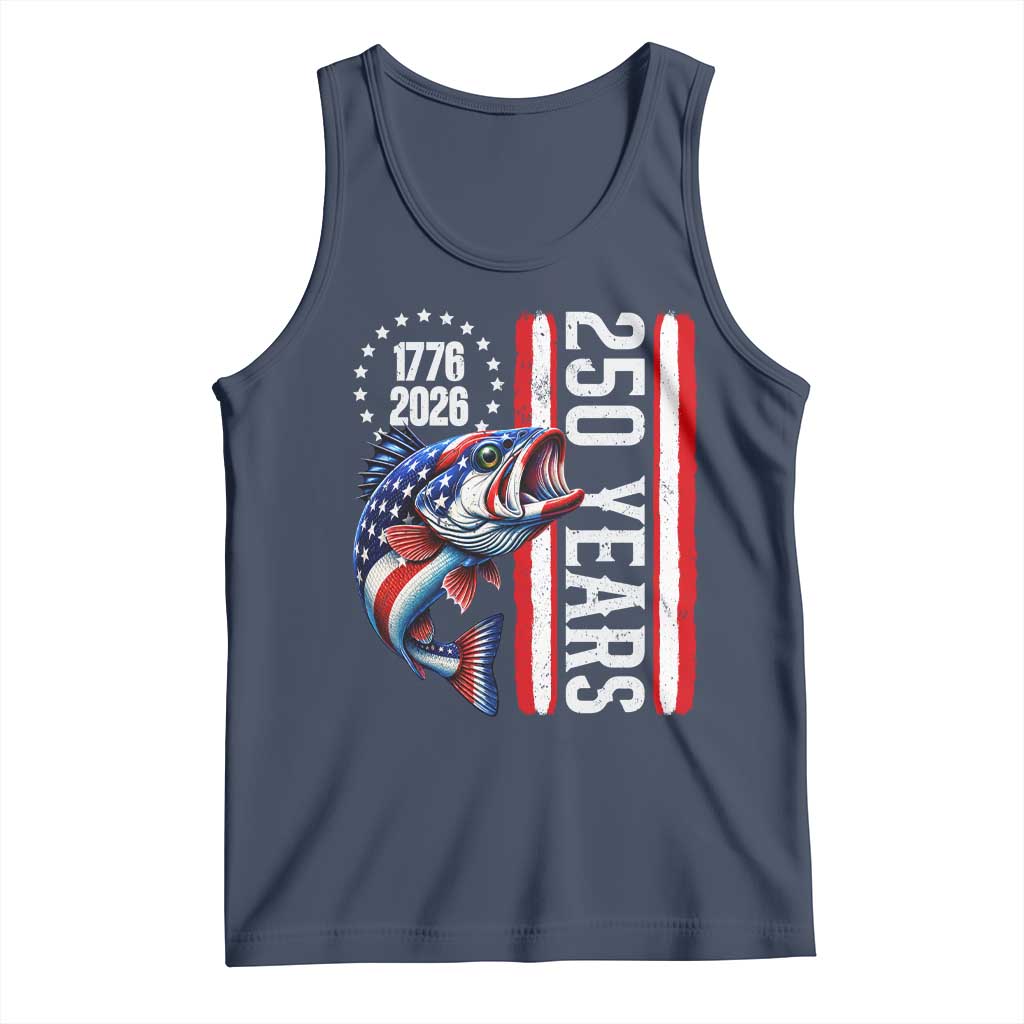 Vintage USA 250th Anniversary Bass Fishing Patriotic Gift Tank Top TS12 Navy Print Your Wear