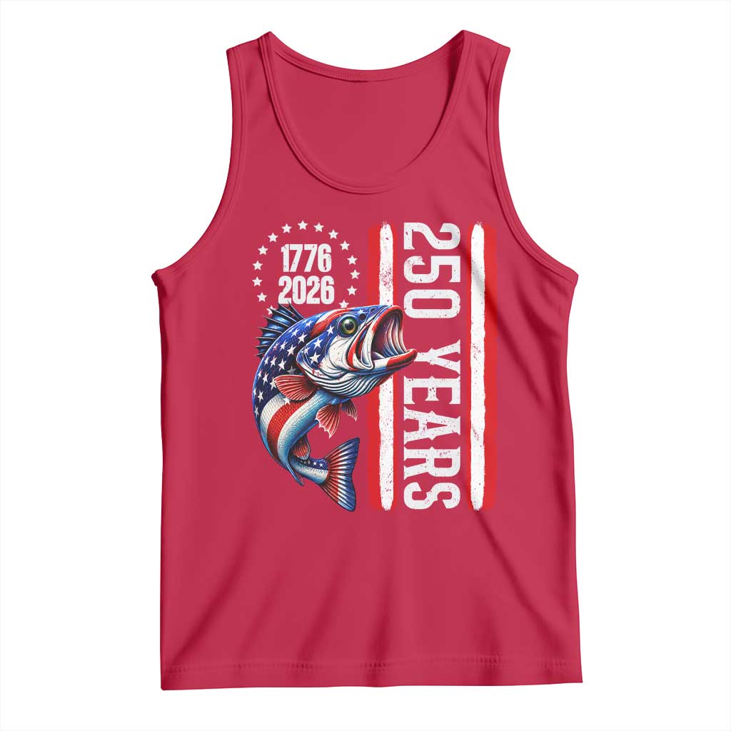 Vintage USA 250th Anniversary Bass Fishing Patriotic Gift Tank Top TS12 Red Print Your Wear