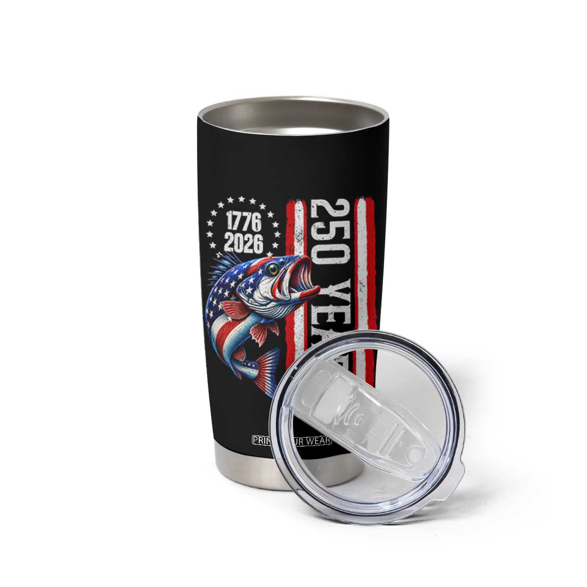 Vintage USA 250th Anniversary Bass Fishing Patriotic Gift Tumbler Cup TS12 Print Your Wear