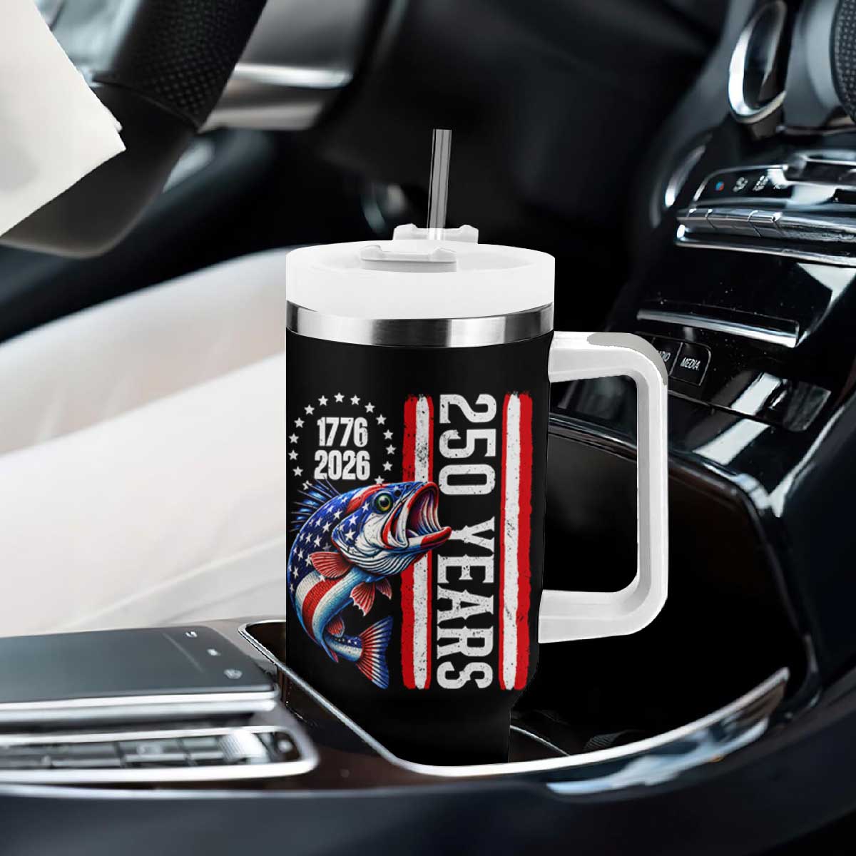 Vintage USA 250th Anniversary Bass Fishing Patriotic Gift Tumbler With Handle TS12 Print Your Wear