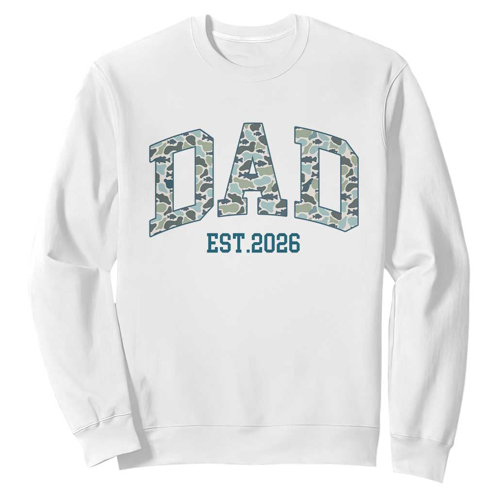 Promoted To Dad Est 2026 Sweatshirt Camo Fishing New Dad Gift TS12 White Print Your Wear