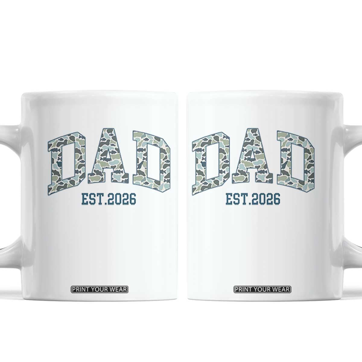 Promoted To Dad Est 2026 Coffee Mug Camo Fishing New Dad Gift TS12 White Print Your Wear