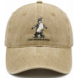 Flight Was Never An Option Washed Cotton Baseball Cap Funny Penguin Roller Skates TS12 Print Your Wear