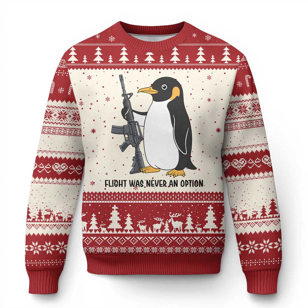Funny Penguin Lover Gift Ugly Christmas Sweater Flight Was Never An Option TS12 Beige Red Print Your Wear