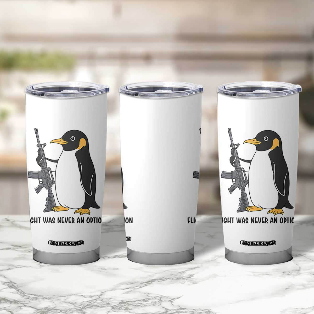 Funny Penguin Lover Gift Tumbler Cup Flight Was Never An Option TS12 Print Your Wear