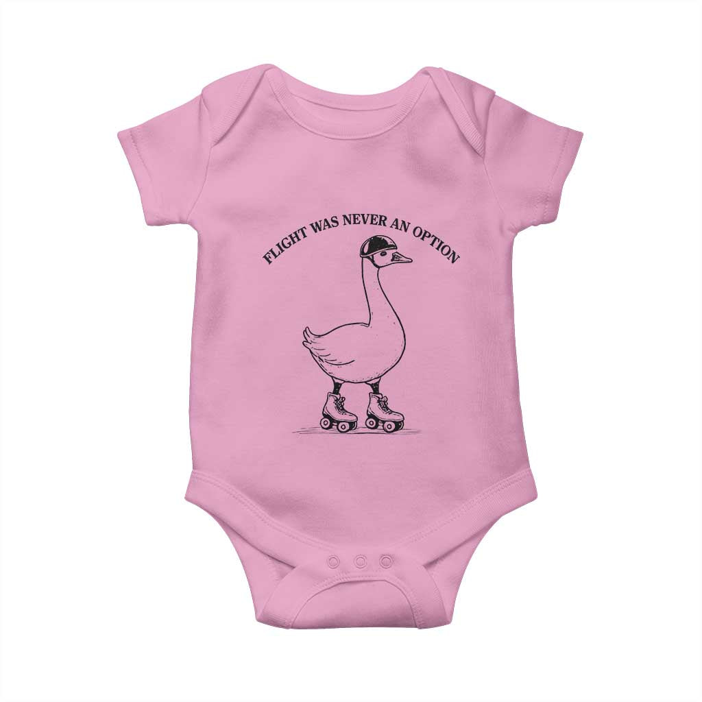 Funny Silly Goose Roller Skater Baby Onesie Flight Was Never An Option TS12 Light Pink Print Your Wear