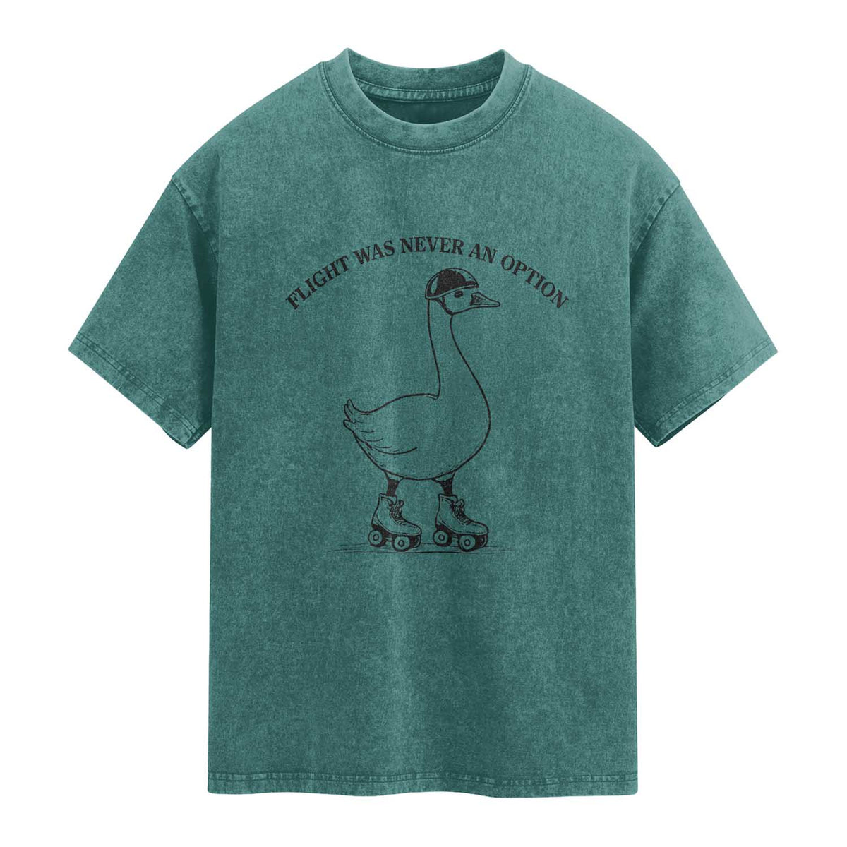 Funny Silly Goose Roller Skater Washed Cotton T-Shirt Flight Was Never An Option