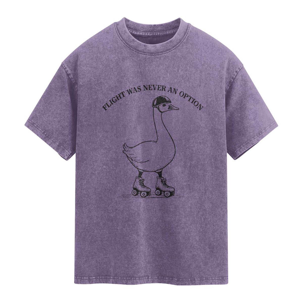 Funny Silly Goose Roller Skater Washed Cotton T-Shirt Flight Was Never An Option