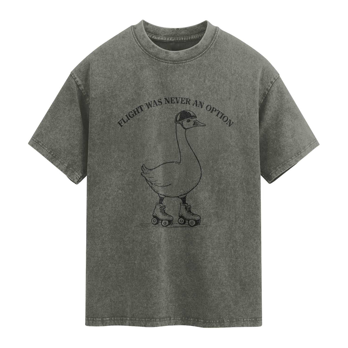 Funny Silly Goose Roller Skater Washed Cotton T-Shirt Flight Was Never An Option