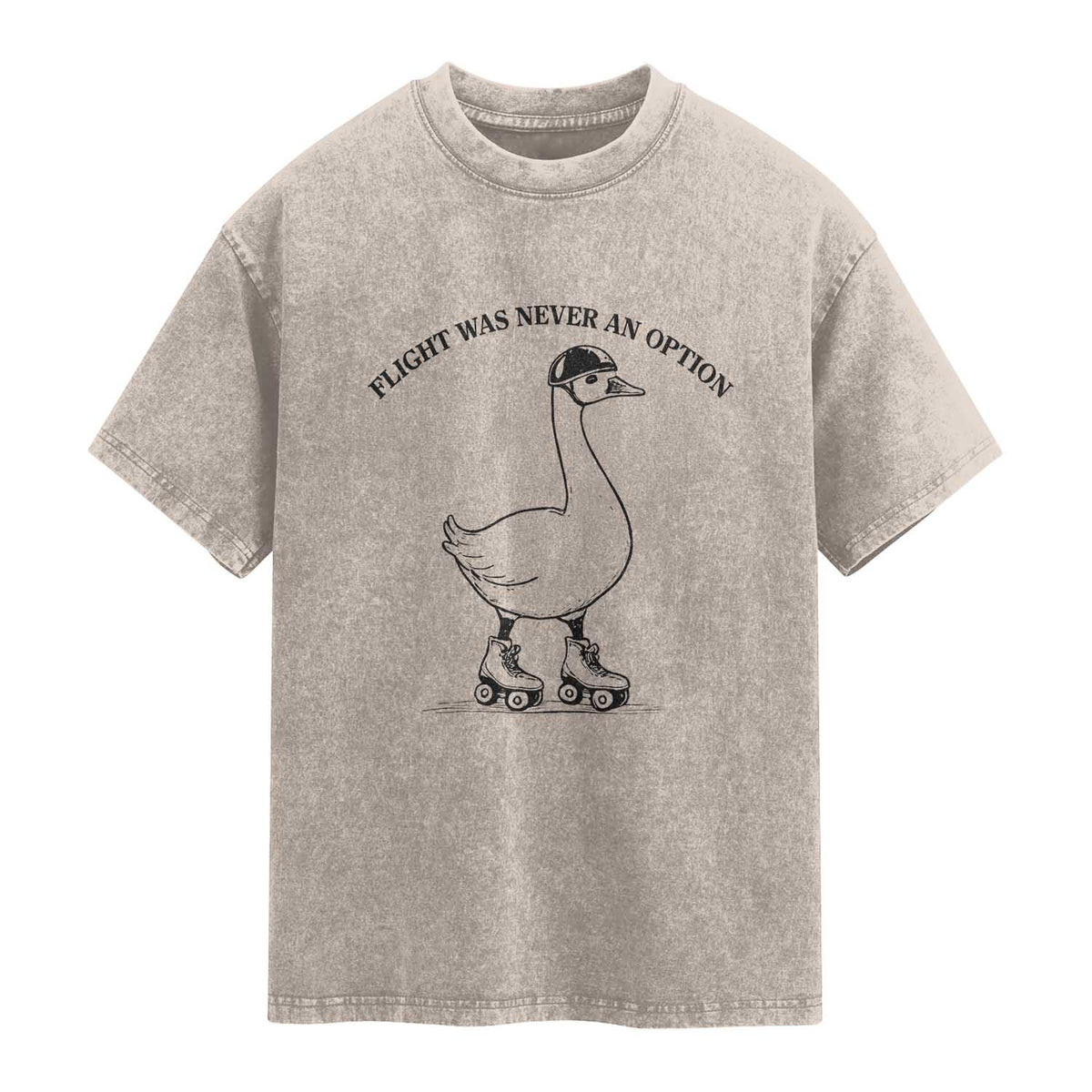 Funny Silly Goose Roller Skater Washed Cotton T-Shirt Flight Was Never An Option