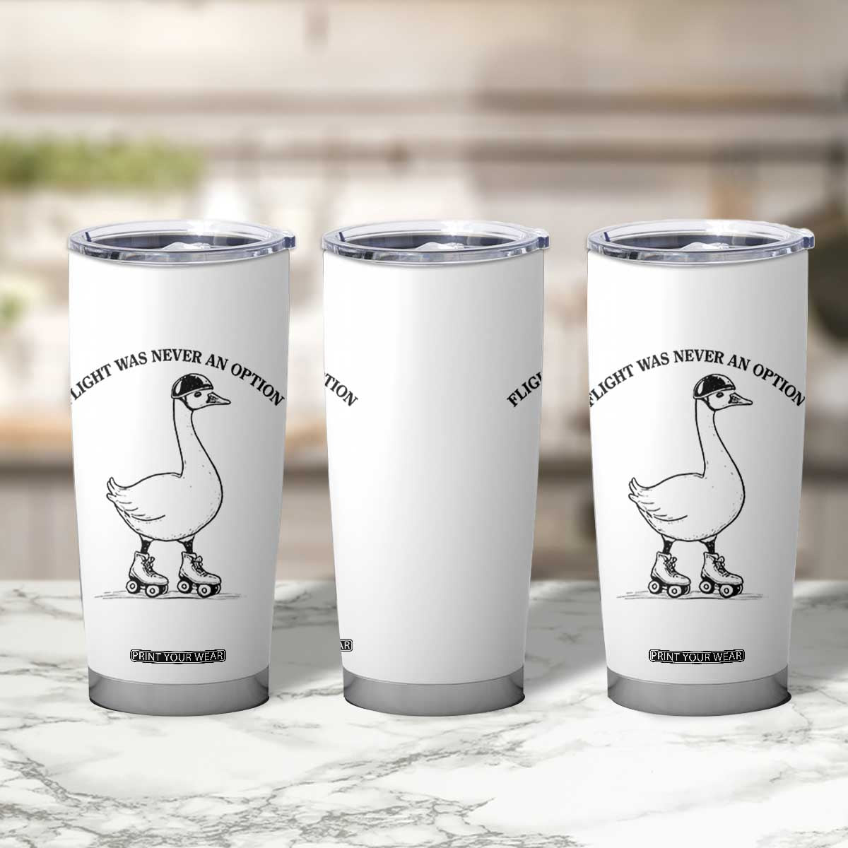 Funny Silly Goose Roller Skater Tumbler Cup Flight Was Never An Option TS12 Print Your Wear