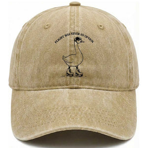 Funny Silly Goose Roller Skater Washed Cotton Baseball Cap Flight Was Never An Option TS12 Print Your Wear