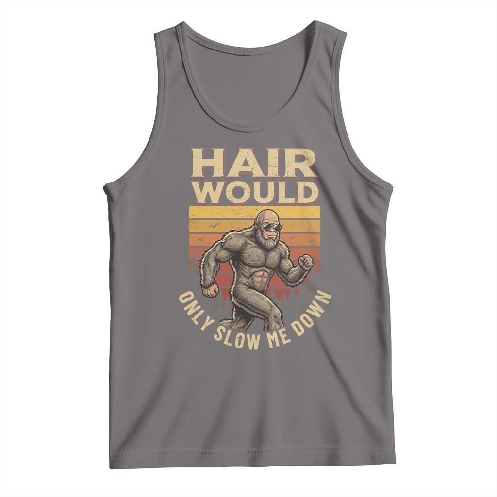 Funny Bald Bigfoot Tank Top Hair Would Only Slow Me Down TS12 Deep Heather Print Your Wear